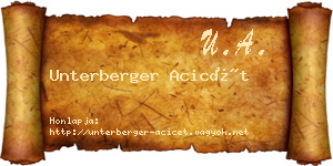 Unterberger Acicét névjegykártya